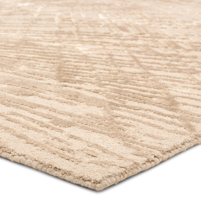 Tapis brun clair contemporain fait à la main Collmar Odilia FRG13, Rectangle 6 pi x 9 pi