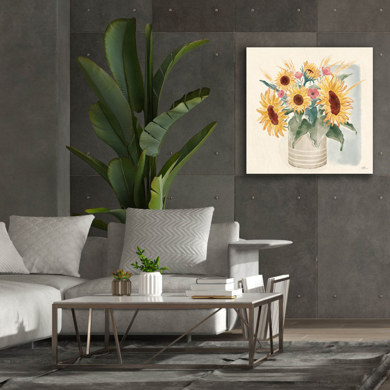 «Sunflower Season 5 Bright» par Janelle Penner, art mural sur toile, H 37 po x l 37 po x P 1,5 po