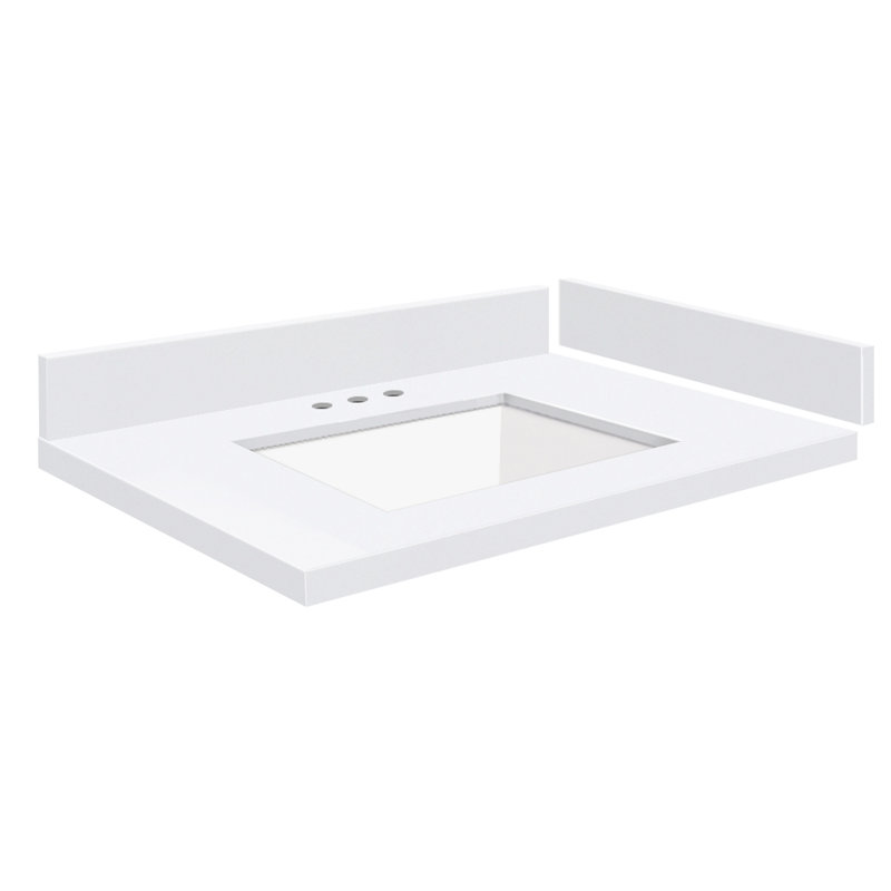 Dessus de meuble-lavabo simple 30,75 avec 3 trous de robinet, Blanc Miami