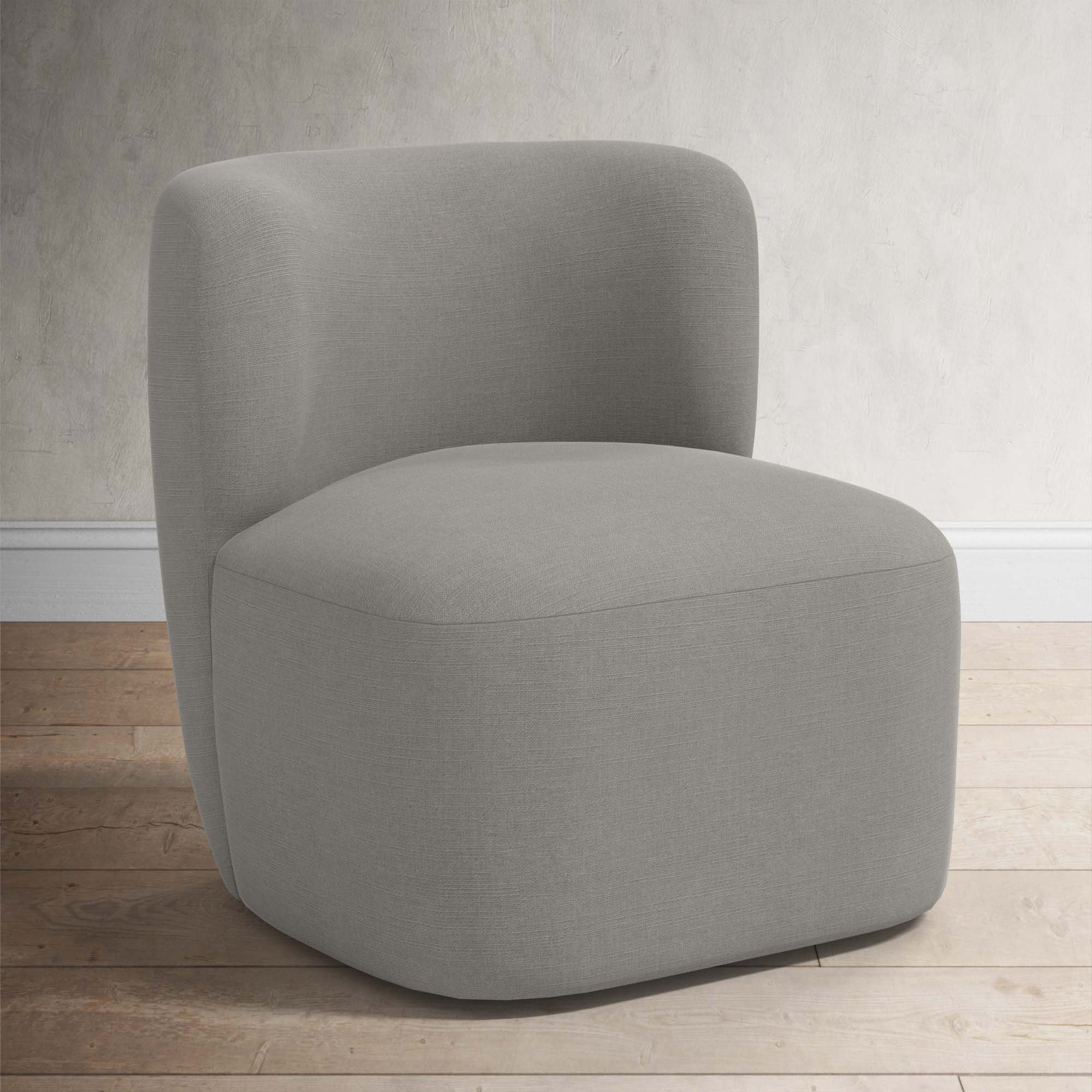 Mariza Upholstered Swivel Accent Chair, Classic Grey Linen