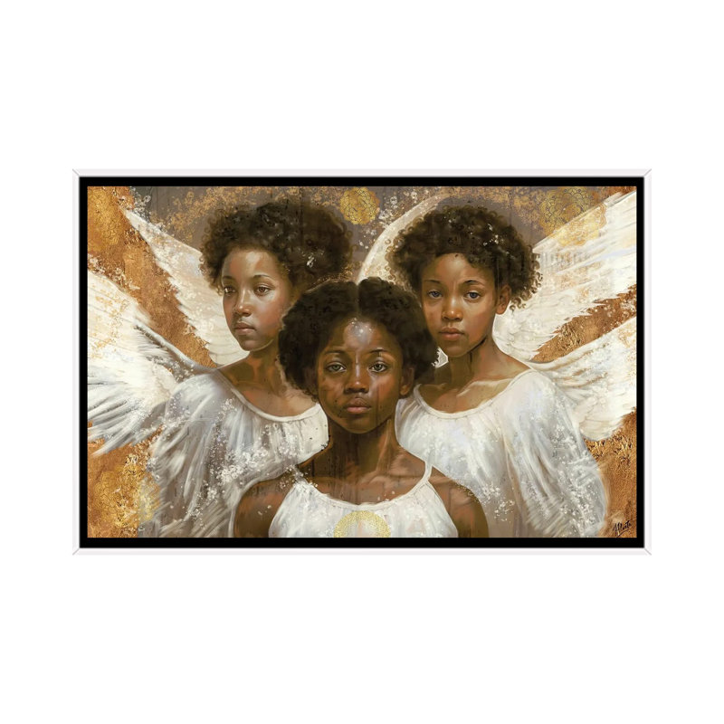 «Little Angels», reproduction d'art sur toile encadrée, H 26 po x l 40 po, Impression encadrée sans passe-partout, Blanc