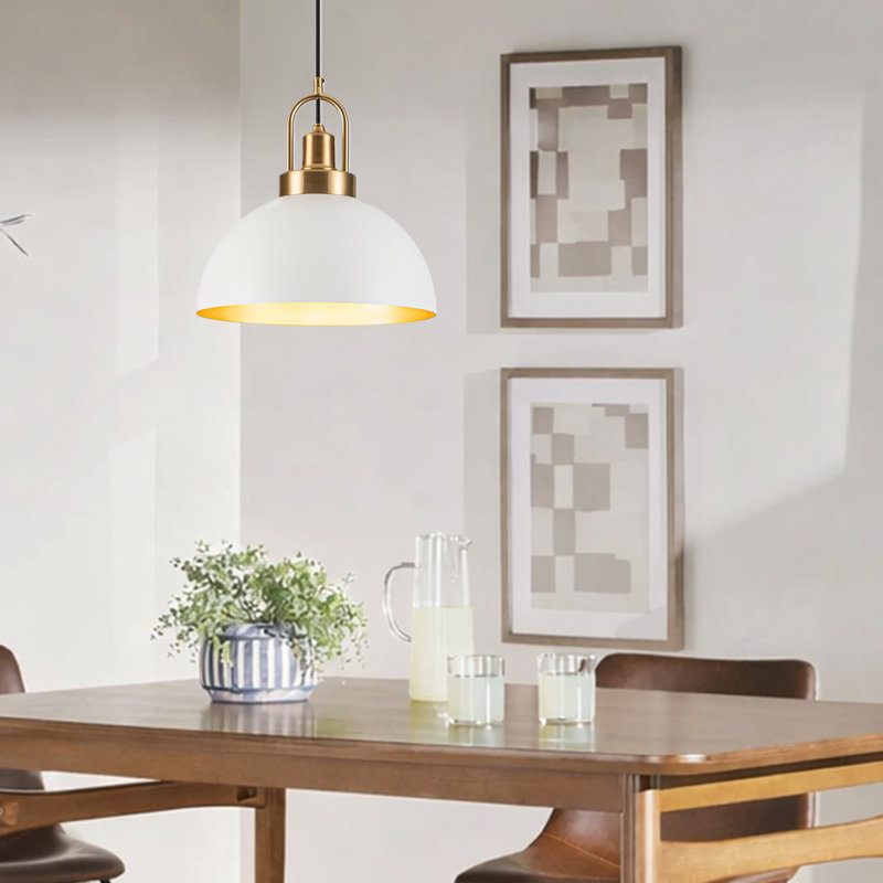 Luminaire suspendu moderne dôme 11,8 po, Blanc, 11.8"