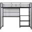 Lit mezzanine simple avec bureau et tableau blanc, structure en métal, noir, 3 tablettes, monté noir et pour une utilisation régulière-1289389862-1289389881