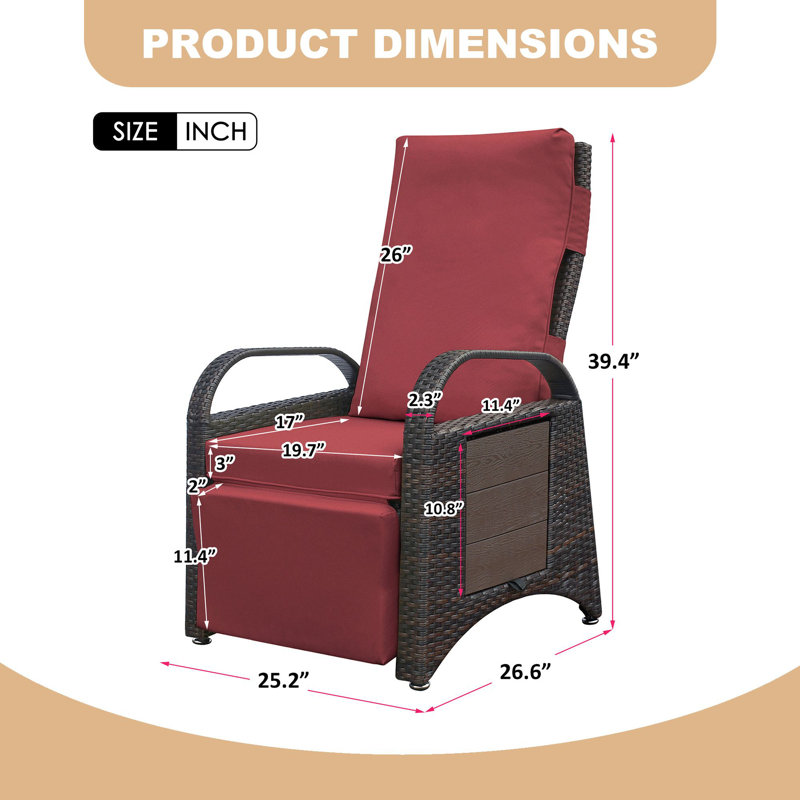 Fauteuil inclinable Alsancak, Tissu rouge