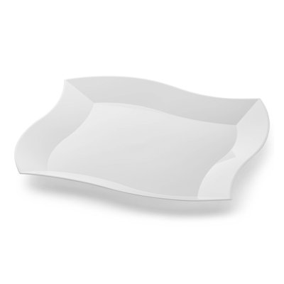 White Wave Plastic Dinner Plates (10")