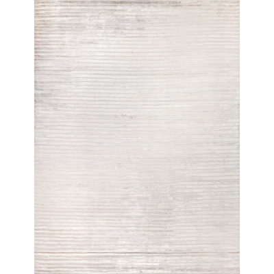 High Low Striped Hand Loomed Viscose Silver Area Rug