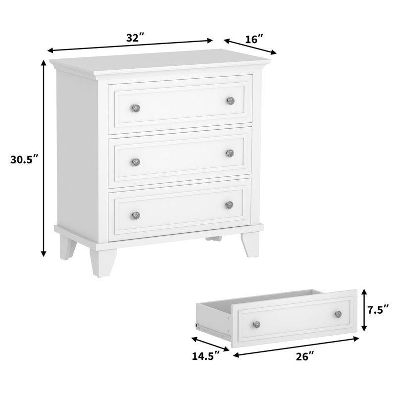 Commode 3 tiroirs pour chambre à coucher, commode en bois, armoire de rangement moderne pour le salon, table de chevet, vestibule, garde-robe