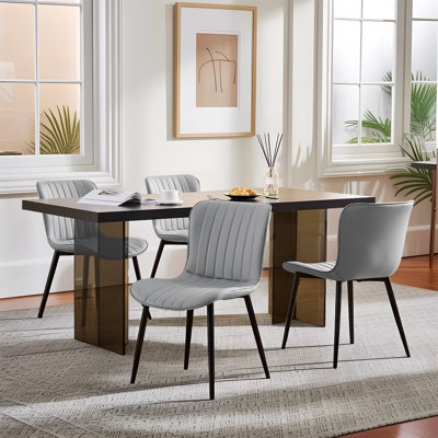 Chaises de salle à manger modernes, chaises d'appoint en cuir avec structure en métal robuste et pieds antidérapants pour la cuisine et le restaurant