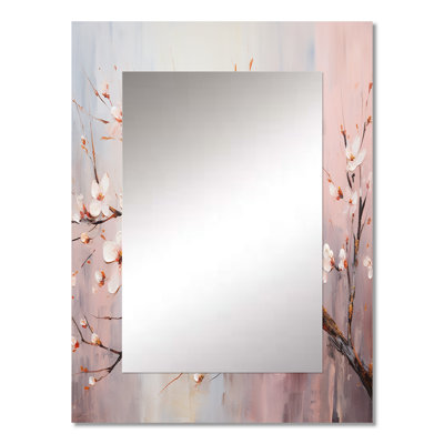 Pink and White Charming Spring Blooms - Flowers Mirror, Traditional Decorative Wall Mirror, Printed Metal Art