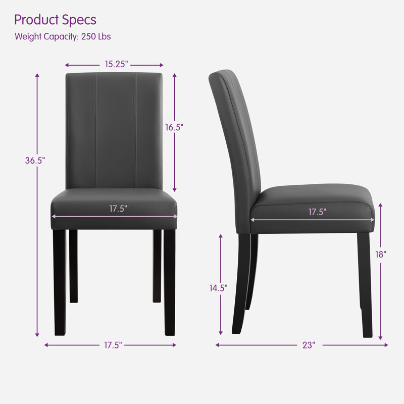 Chaise de salle à manger rembourrée et imperméable en similicuir moderne (ensemble de 6), Gris