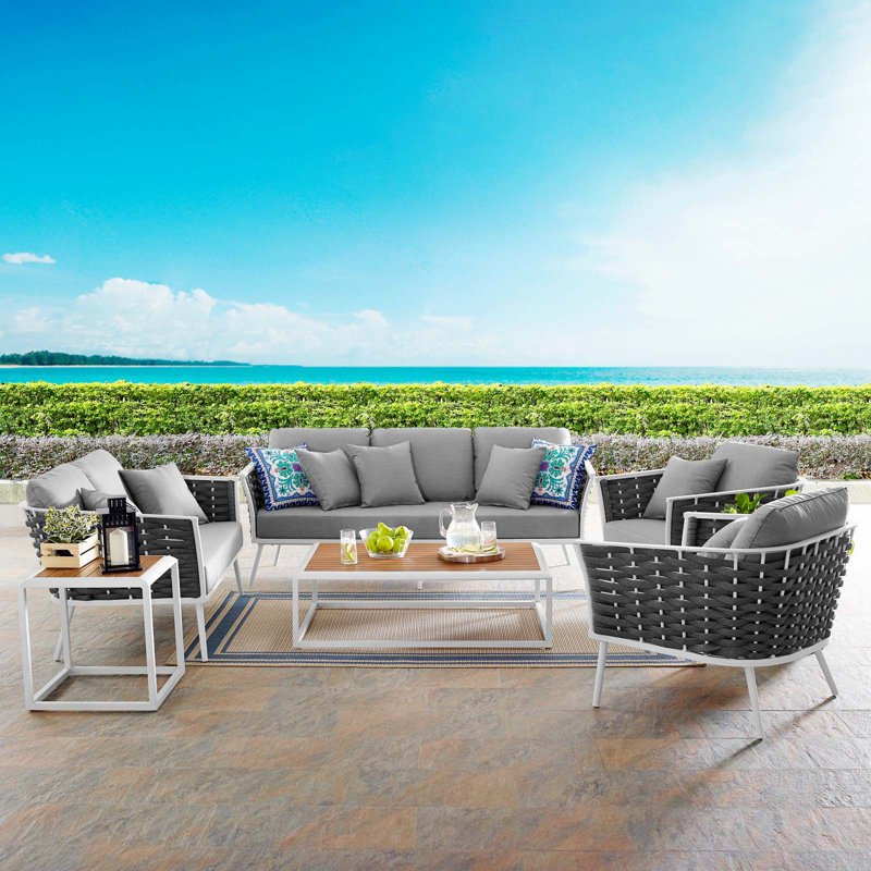 Modway Stance 5-piece Outdoor Patio Aluminum Sectional Sofa Set, Gray
