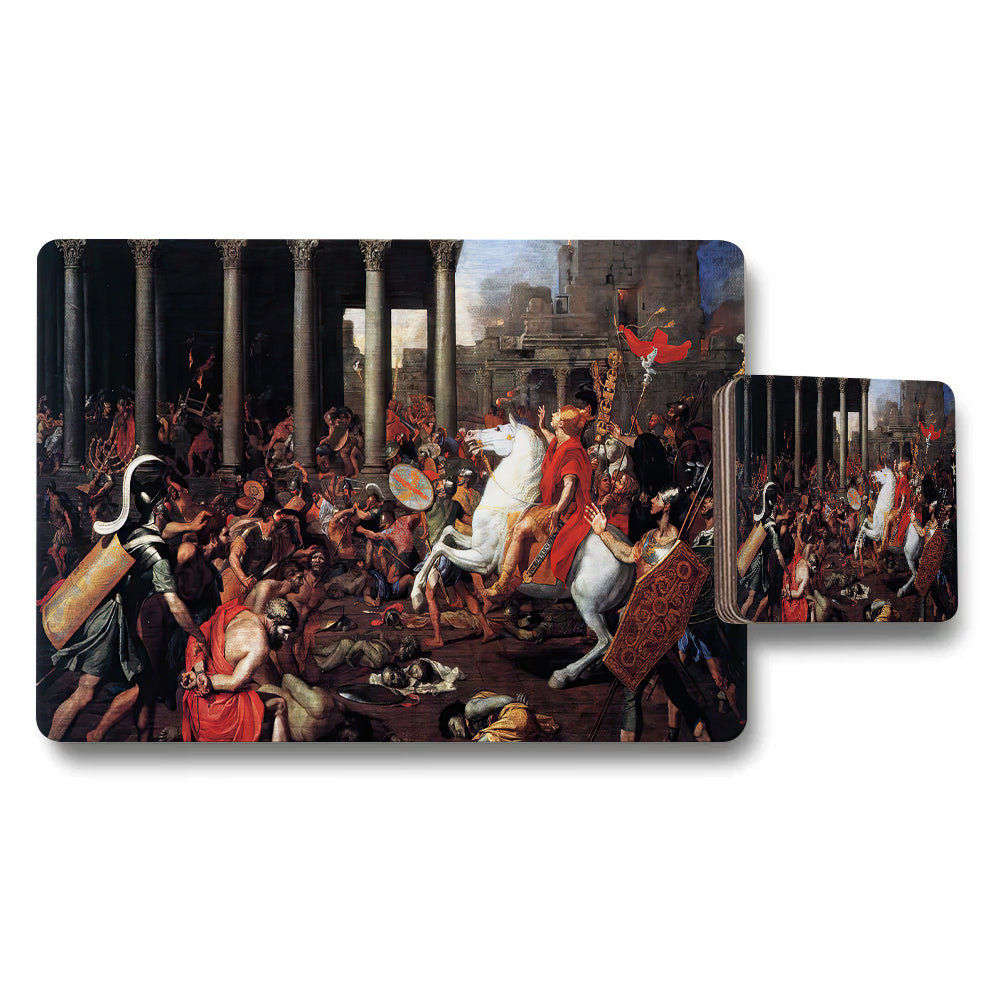 Classic Historic Battle Scene Placemat And Coaster Set For Dining Table
