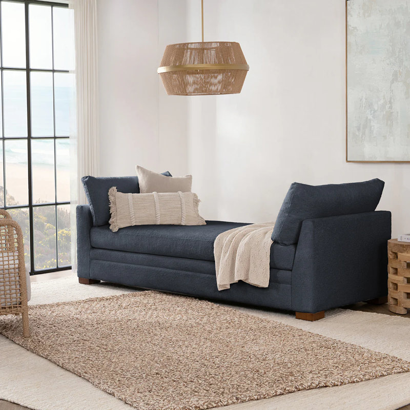 Upholstered Daybed, Rise Navy Performance Upholstery