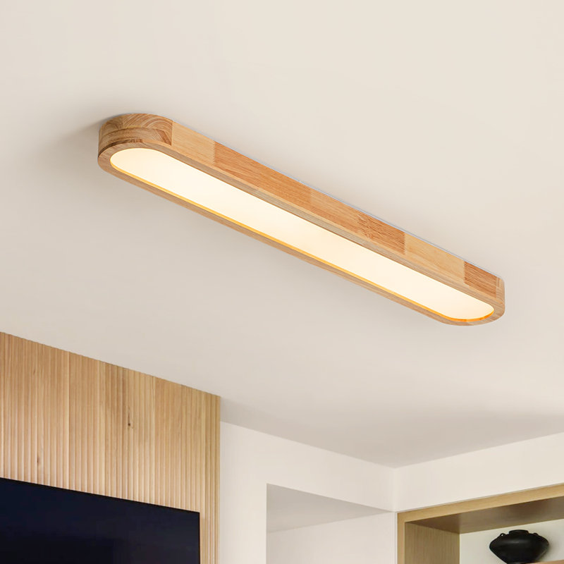 Muscato 1-Light Farmhouse Round-Corner LED Flush Mount Ceiling Light