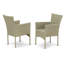 Ensemble de mobilier d'extérieur en osier 5 pièces comprenant une table de bistro rectangulaire avec plateau en verre et 4 fauteuils de balcon avec coussin, lin naturel-306551749-395215663