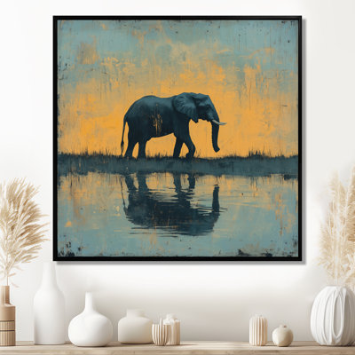 Éléphant au bord de l'eau II - éléphant, art mural