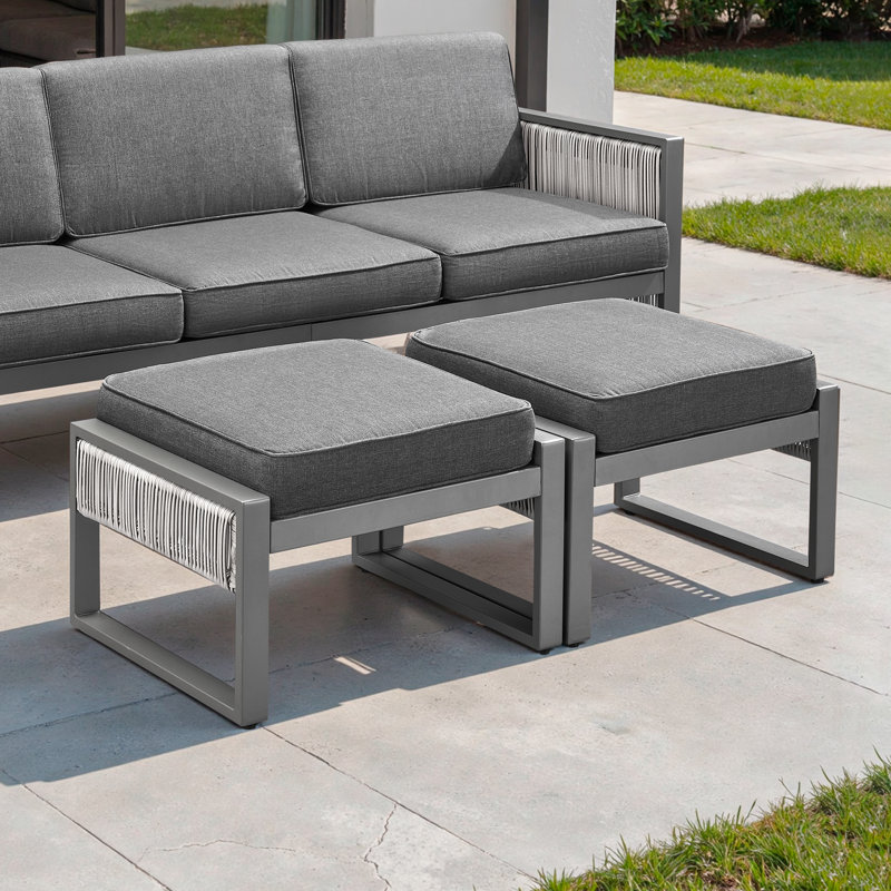 Repose-pieds d'extérieur avec coussin Sunbrella® Trinie, Gris foncé