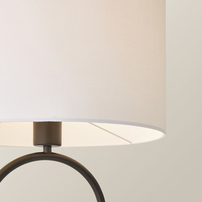 Demetry Metal Table Lamp, Black, White, Cotton / Cotton Blend