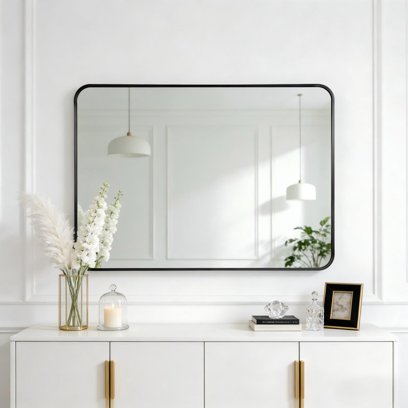 Miroir mural Mercedita, 36 po x 24 po, Noir