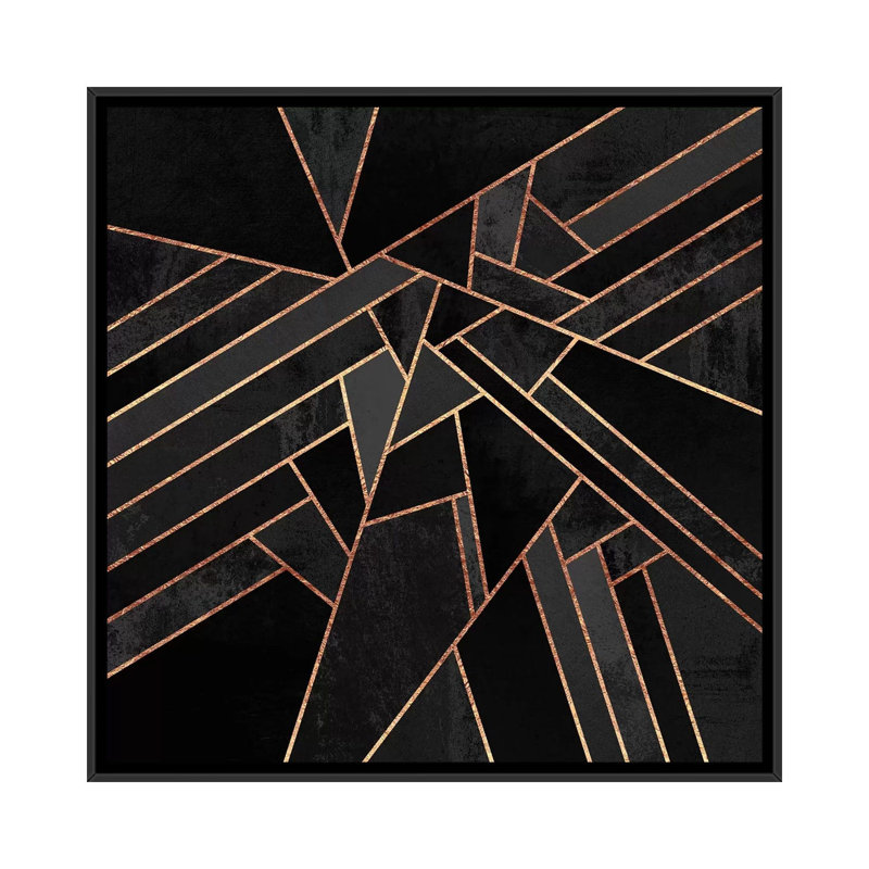 « black night », impression sur toile tendue, H 18 po x l 18 po x P 1,5 po, Toile avec cadre noir, Pas de tapis