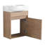 Petit meuble-lavabo mural compact de 40 cm avec portes à fermeture amortie, vasque en céramique incluse.