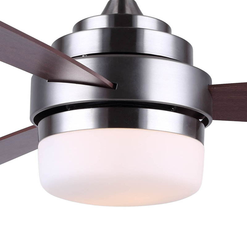 Mahogany and Nickel 52" Ceiling Fan with Remote and Light Kit