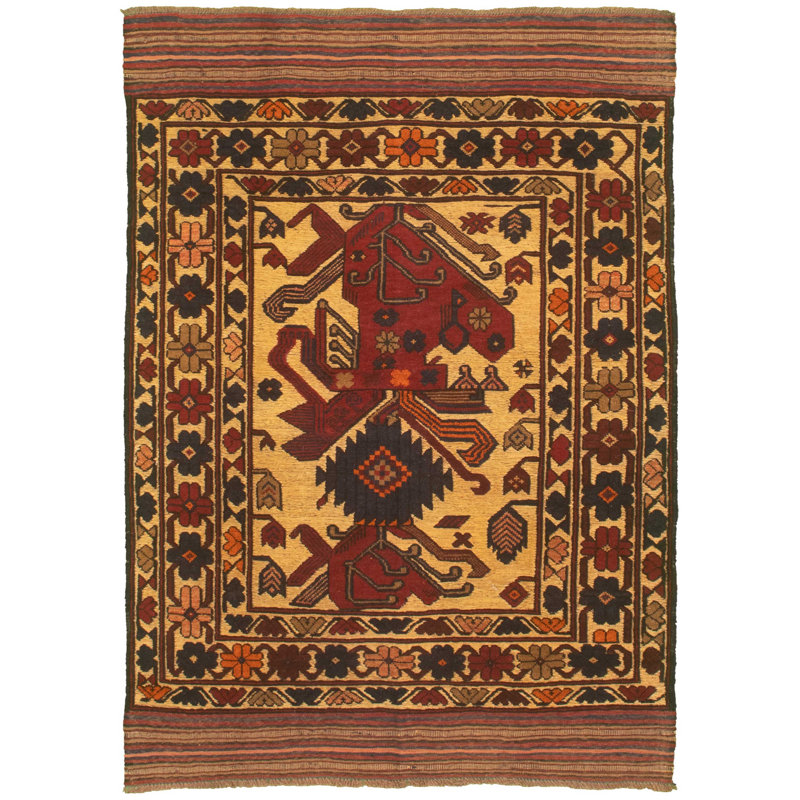 Tapis de la zone en laine noué la 2010 en laine 4 pi 2 po x 5 pi 10 po one-of-kind-the main Westbrooke