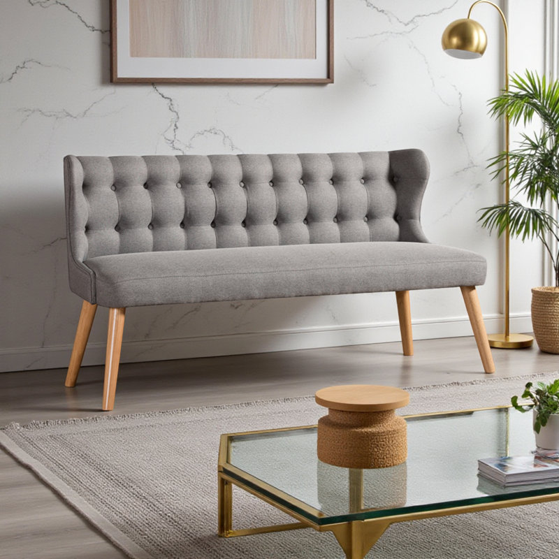 Banc rembourré 3 places moderne Melody en gris, H 32,36 po x l 62,72 po x P 23,97 po
