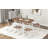 Modern 7-Piece Dining Table Set With Faux Marble Compact 55Inch Kitchen Table Set For 6, White+Cherry