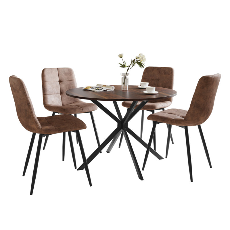 4 - Person Dining Set, Brown, Brown