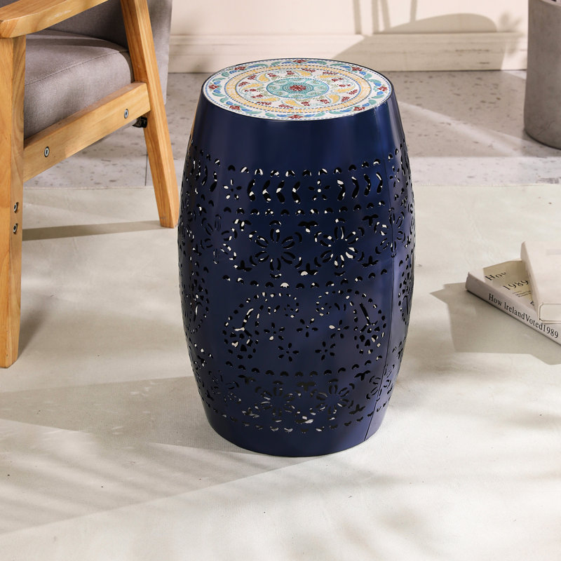 Table d'appoint 12 po avec carreaux de céramique et fer 11,99 po, Bleu très foncé