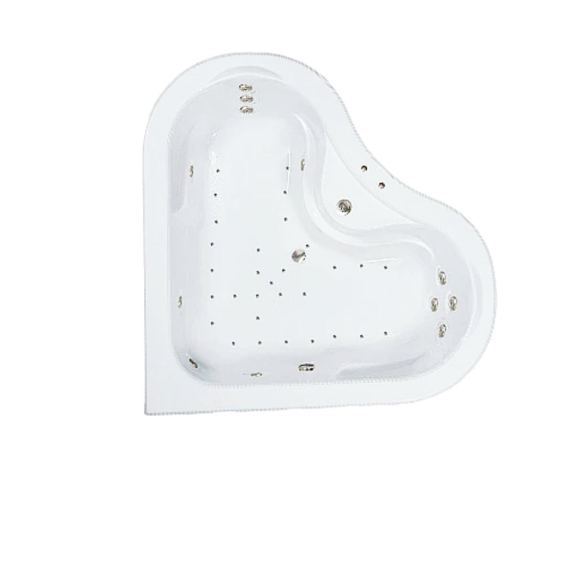 64" x 64" Elite Series Corner Combination Acrylic Bathtub with Center Drain in White, Biscuit