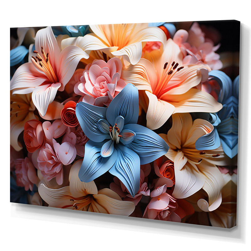 «Colorful Lilies Field Vibrant I», reproduction d'art sur toile, H 24 po x l 32 po x P 1 po, Toile tendue