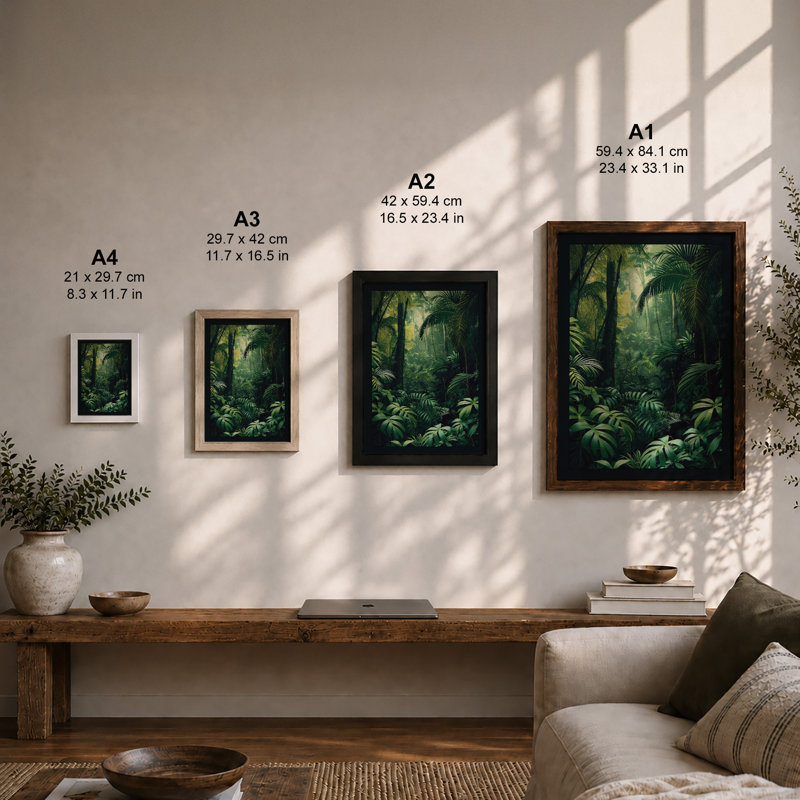 Jungle Sanctuary Tropical - Framed Print, A1 - 84.1 x 59.4 cm, Black
