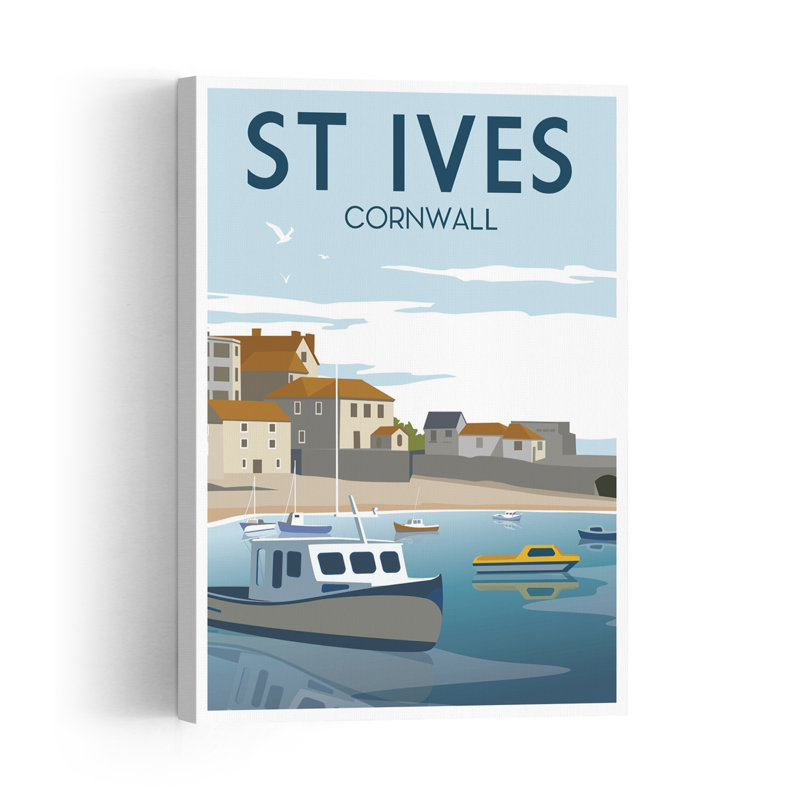 St Ives Cornwall Harbor - Affiche murale abstraite représentant la côte, 18" H x 12" W
