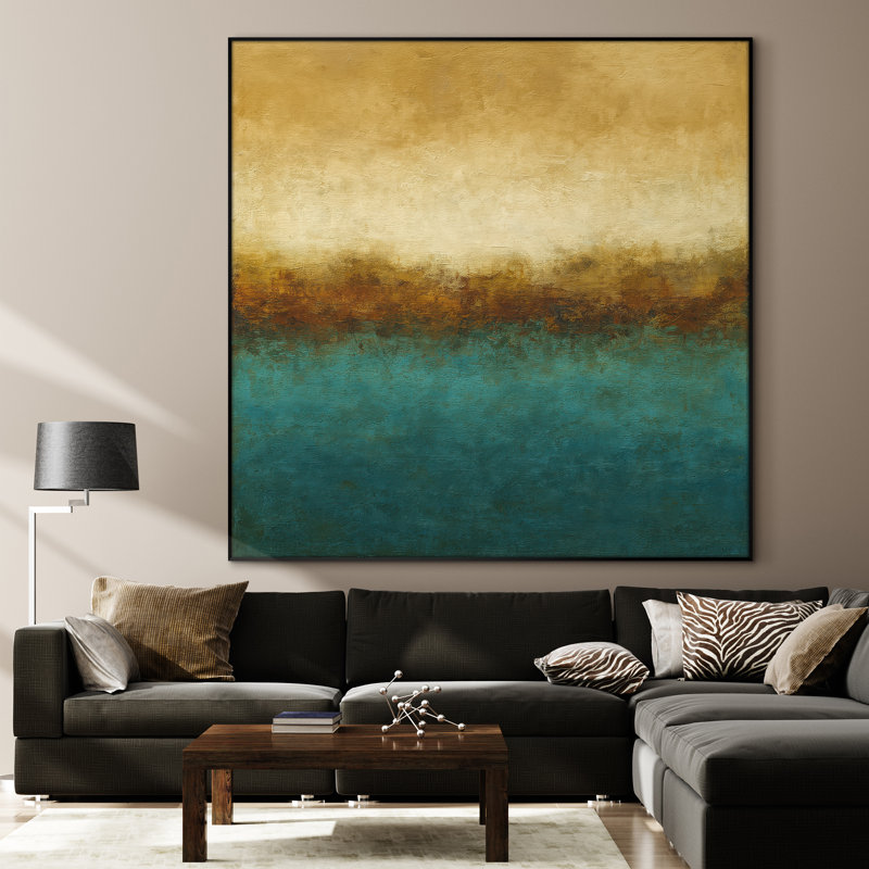 Extra large horizon abstrait, reproduction d'art contemporain - œuvre d'art pour le salon ou la chambre à coucher, assemblage requis (assemblage requis)