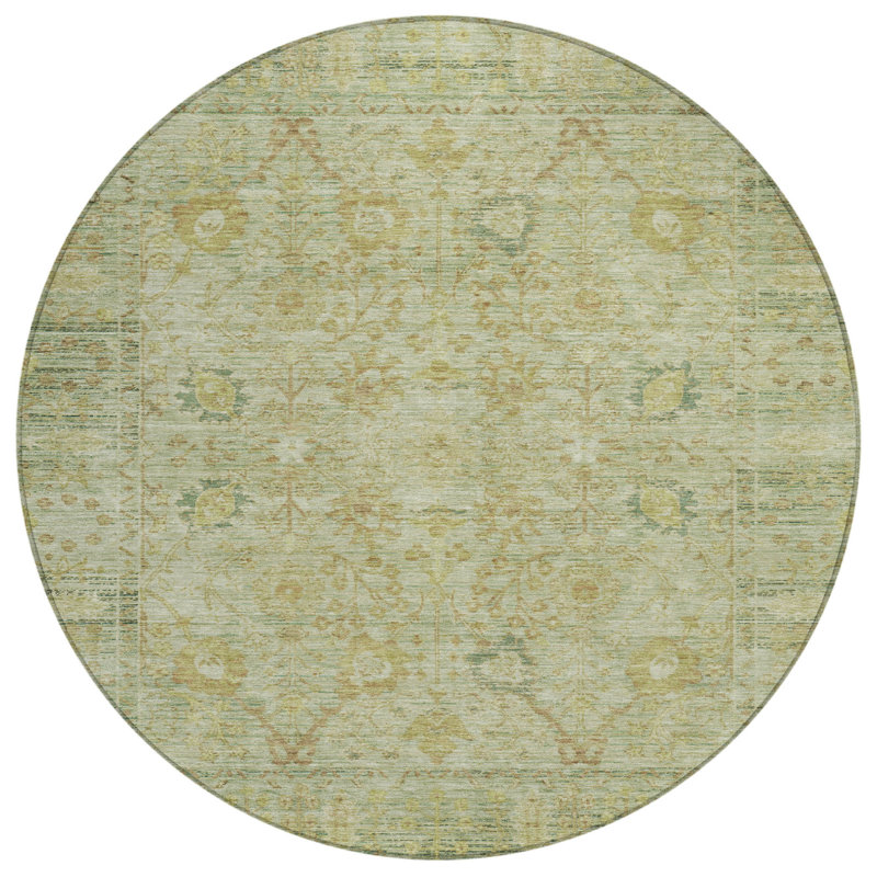 Tapis rond lavable intérieur vert 8 po