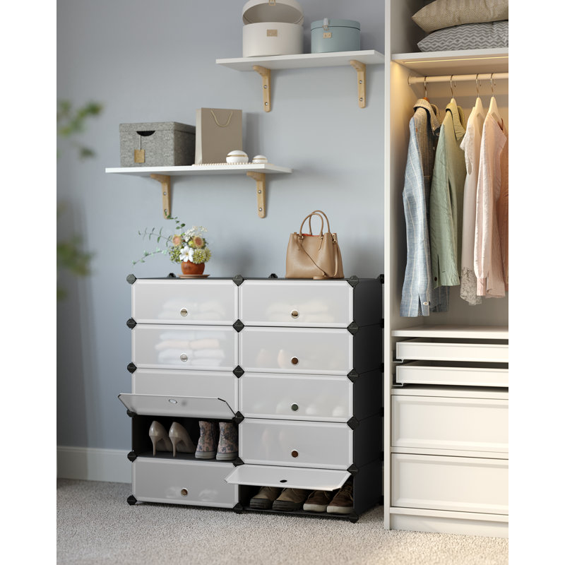 10 Pair Stackable Shoe Storage Cabinet