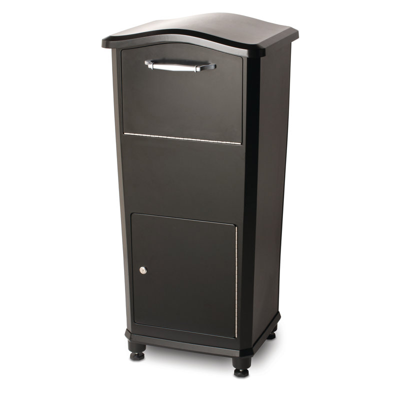 Elephantrunk Parcel Drop Box 2 Door Front Load Vertical Package Drop, Black