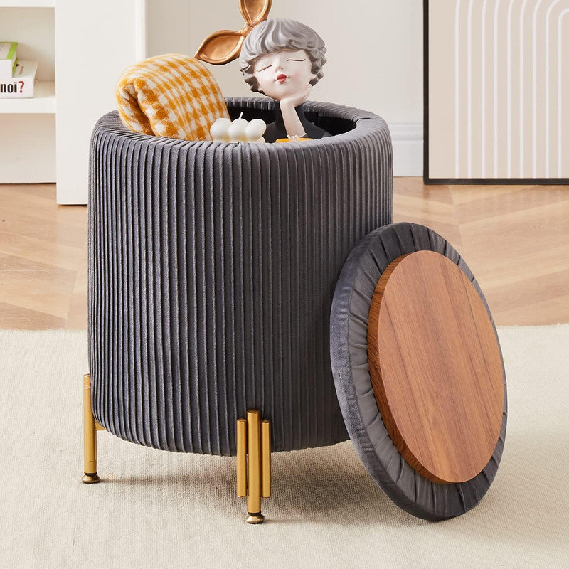 Ozite Velvet Ottoman, Gray