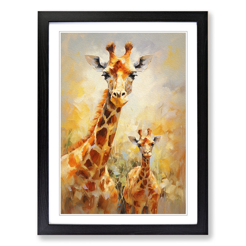 Giraffe Impressionism No.2 - Framed Print, Black, 34cm H x 25cm W x 2cm D