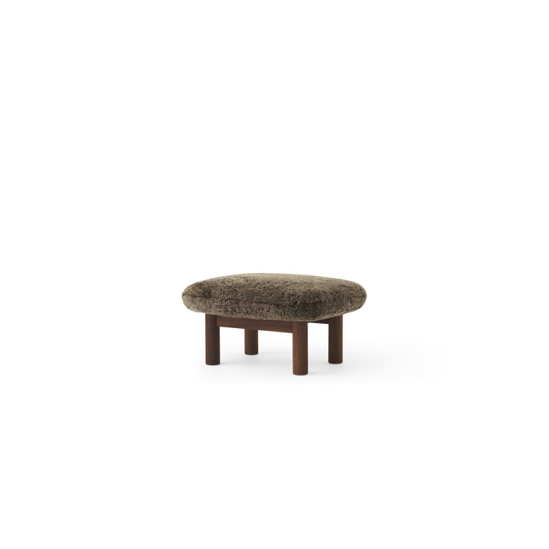 Brasilia Ottoman, Sheepskin Root, Walnut