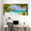 Palmiers, plage tropicale, palmiers, vagues de sable, ciel de sable, ensemble de 3 impressions sur toile