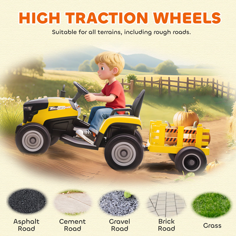 HOMCOM Battery Powered Ride On with Remote Control, Yellow