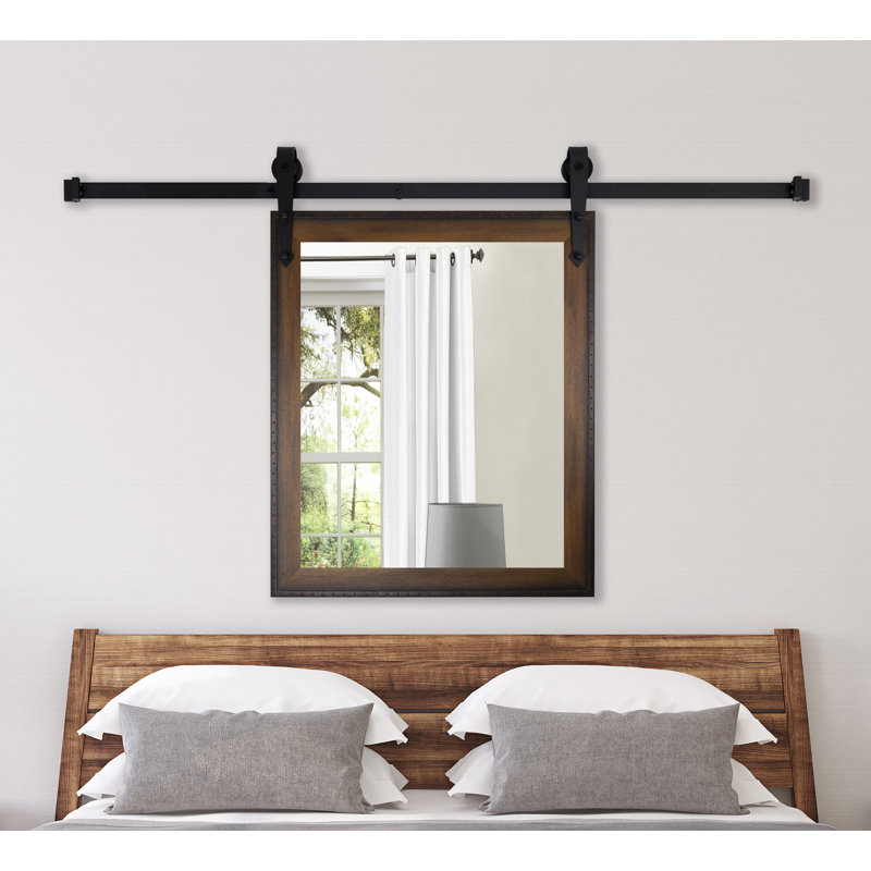 Neace Solid Wood Flat Wall Mirror, Walnut, 33" H x 27" W