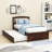 Twin Size Wooden Platform Bed with Trundle-704246335