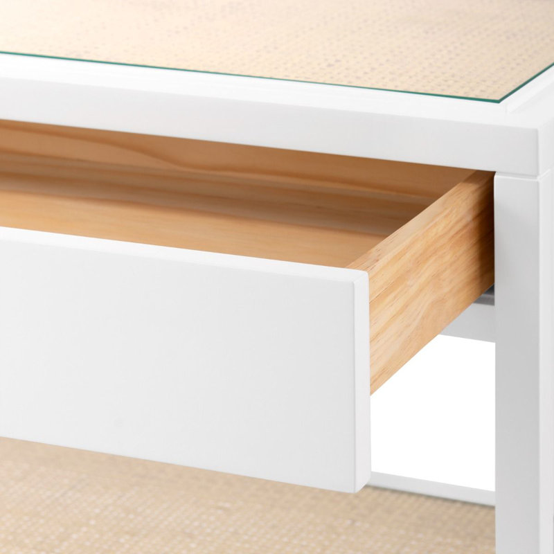 Caanan 48'' W Glass Console Table, Vanilla