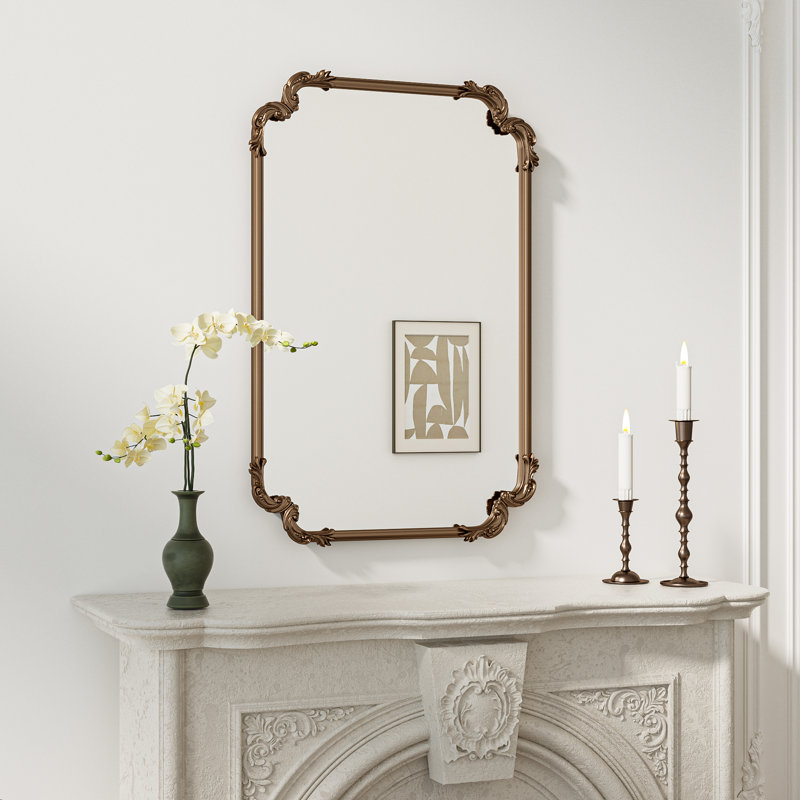 Iron Rectangle Mirror, 36" x 24", Antique Gold