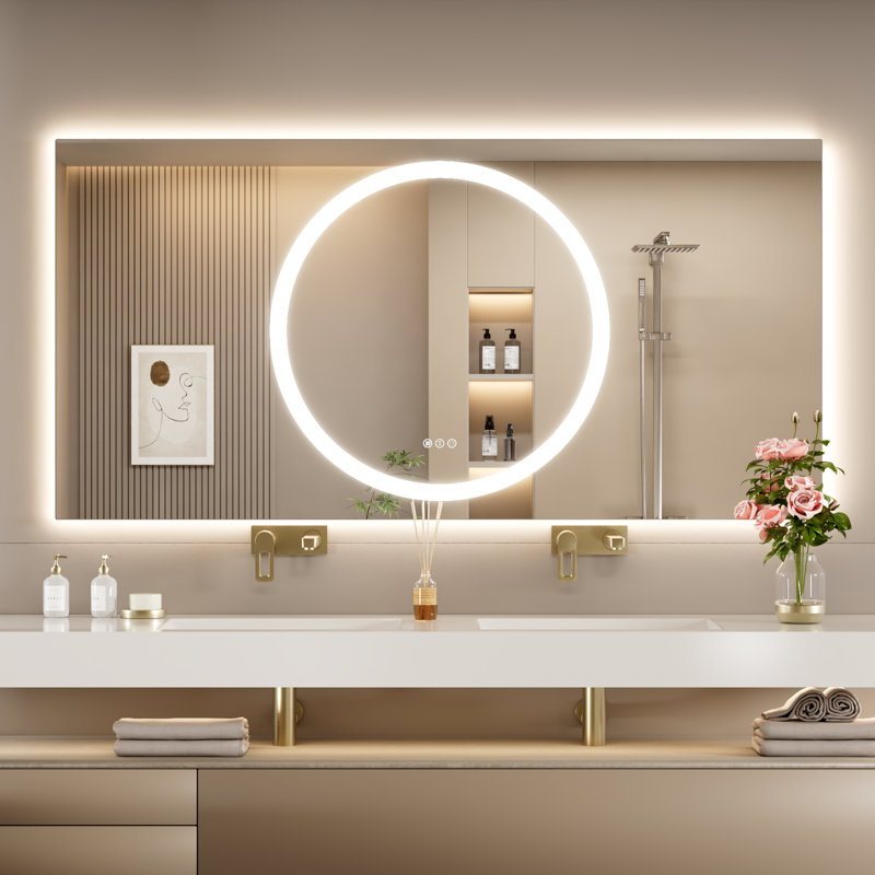 Miroir de salle de bain à DEL à intensité variable avec lumières, 72 po x 36 po