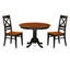 Ensemble de table de salle à manger 3 pièces pour petits espaces comprenant une table de salle à manger ronde avec piédestal et 2 chaises en bois, noir et cerise-1743186826-1743182146